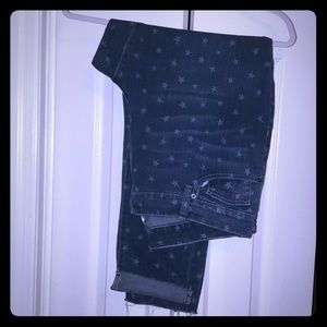 Plus size star print stretch denim jeans